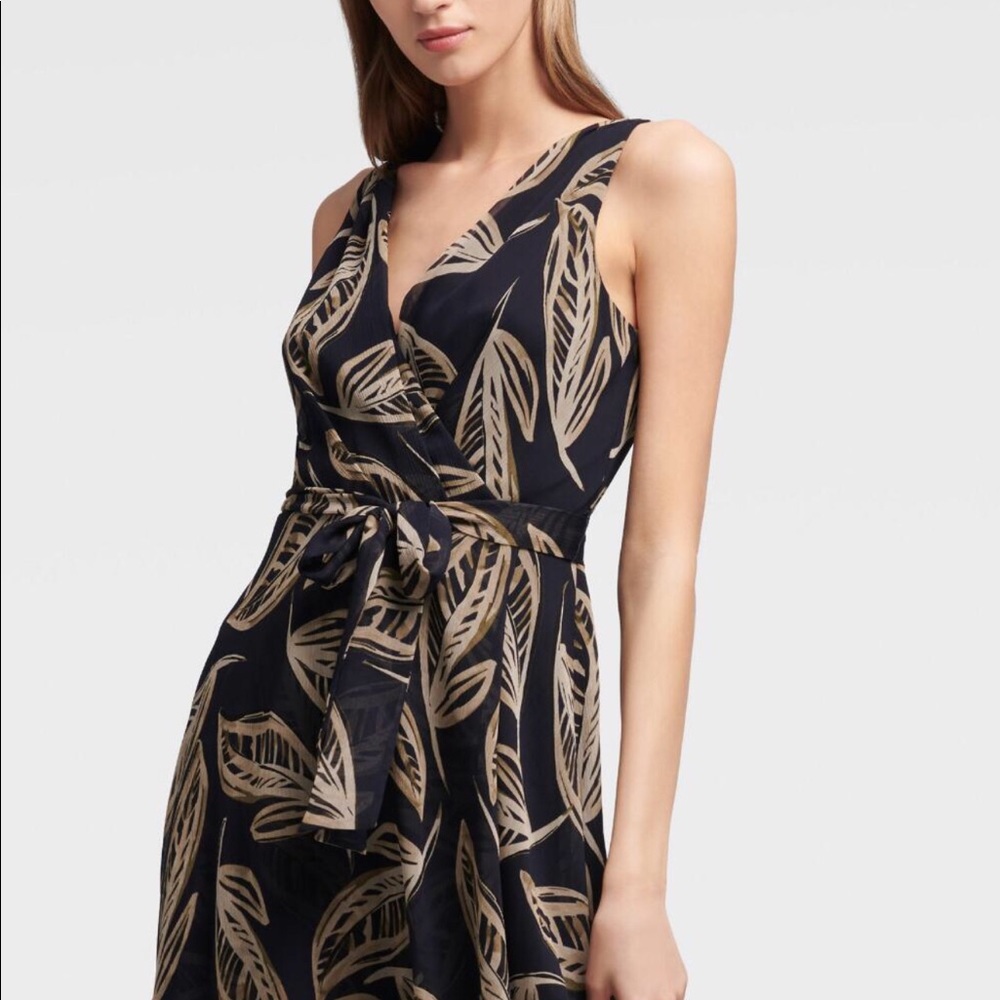 DNKY Palm Print Wrap Dress
